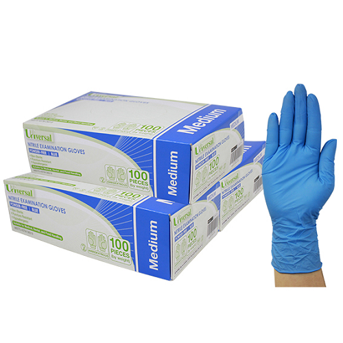 Universal Nitrile Examination MEDIUM Gloves, AS NZ Standard, Powder Free, Blue HACCP Carton (10 x 100) (GLVNRLPFM-10)