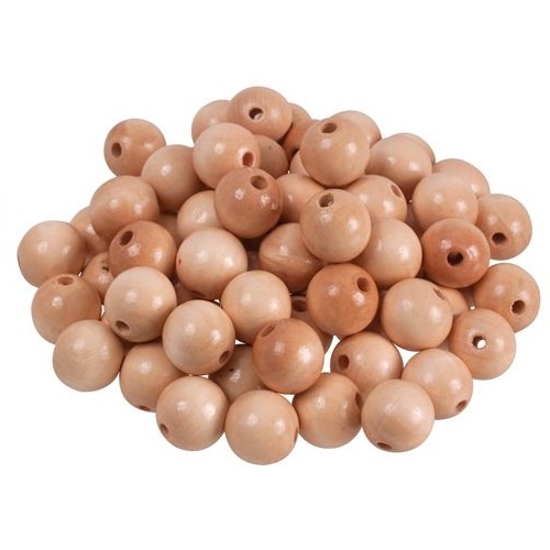 Beads Wooden 25mm 100's Natural