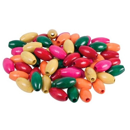 Beads Wooden Oval 14x25mm 100’s Assorted (BG3014)