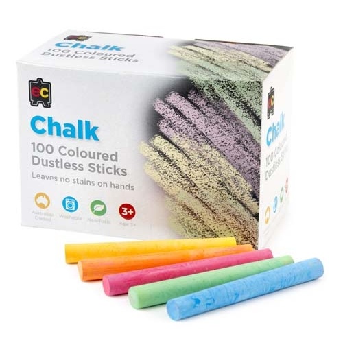 Coloured Dustless Chalks Pk 100 EC