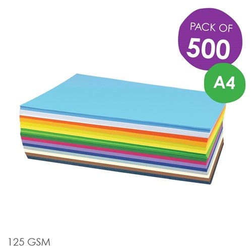 A4 Cover Paper 125gsm Assorted Pk 500 (91330)