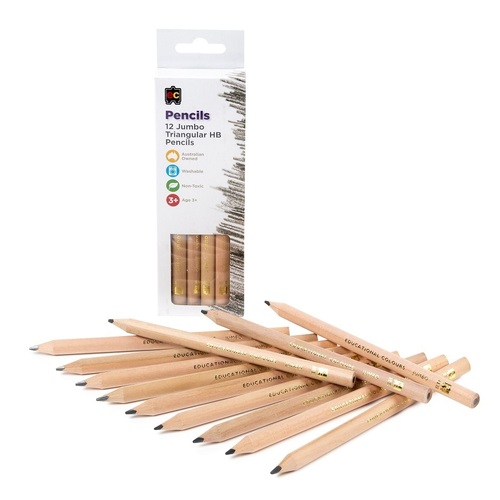 EC Jumbo Triangular HB Pencils 12pc (JUMBOTHB12)