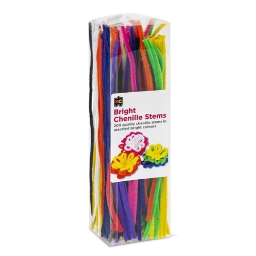 Chenille Stems Brights 300 x 6mm (10 Colours) Pack 200  