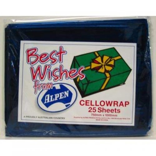 Cellophane Alpen 750 x 1000mm Blue Pk 25