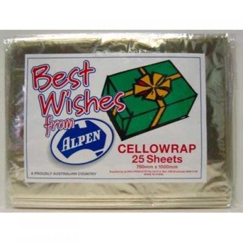 Cellophane Alpen 750 x 1000mm Clear Pk 25