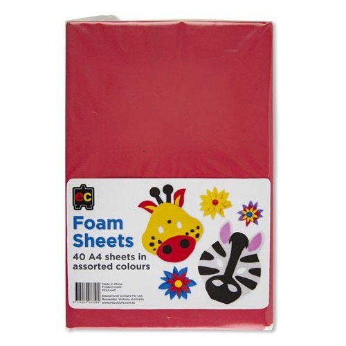A4 Foam Sheet Assorted Pack 40 (PFSA440)