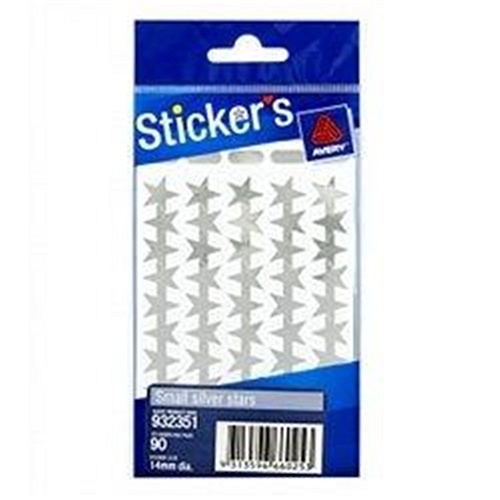 Merit Stickers Avery Small Silver Stars Pk 90 (494762)