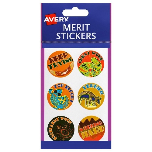 Merit Stickers Avery AUSSIE ART Round Pack 96 (494595)