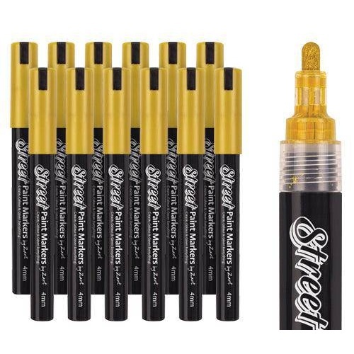 EC Street Paint Markers GOLD by Zart Pack of 12 (PMZ842-GO)