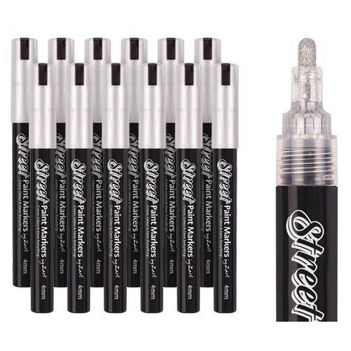 EC Street Paint Markers SILVER by Zart Pack of 12 (PMZ842-SI)