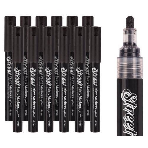 EC Street Paint Markers BLACK by Zart Pack of 12 (PMZ842-BK)