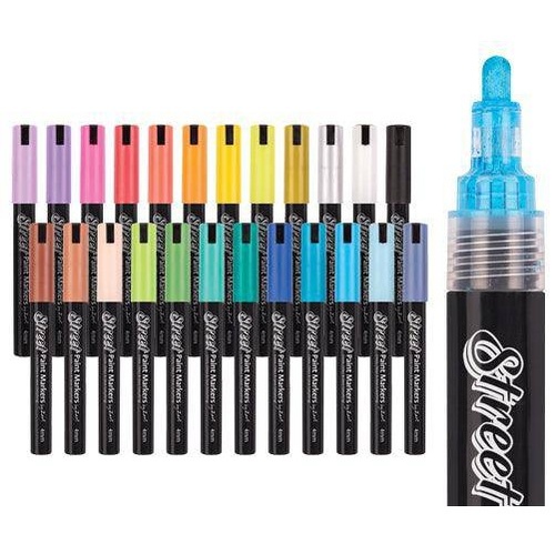 Street Paint Markers ASSORTED by Zart Pack of 24 (PM840)