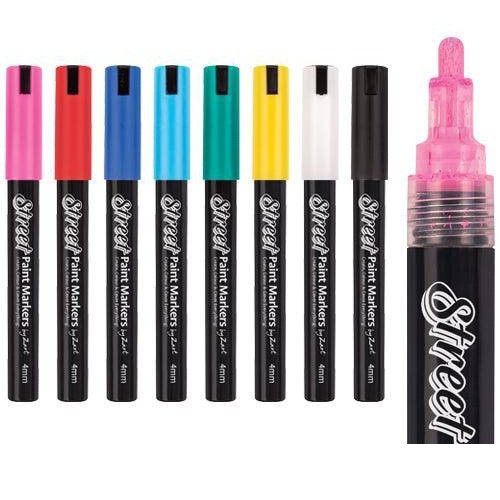 Street Paint Markers ASSORTED by Zart Pack of 8 (PMZ841-AS)