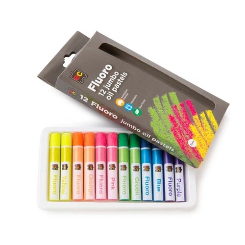 Oil Pastels Jumbo Fluro Pk 12 EC