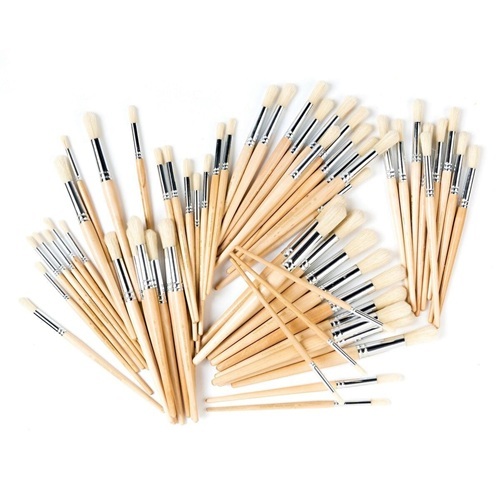 Basics Hog Hair Brushes Round School 60 Pieces (BR100)