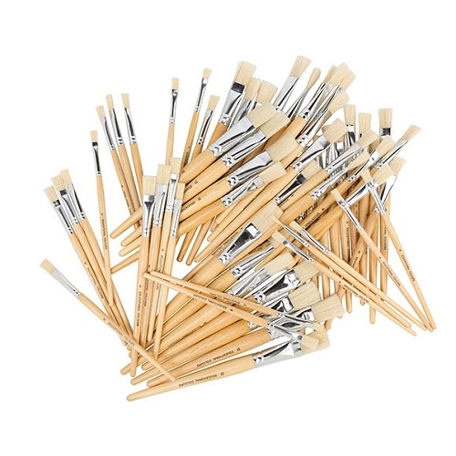 Hog Hair Brushes FLAT  EC Series 579 #4,6,8,9,10 & 12 60 Assorted  (ECFBS60)