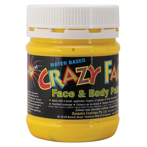 Crazy Faces Face & Body Paint Yellow 250ml