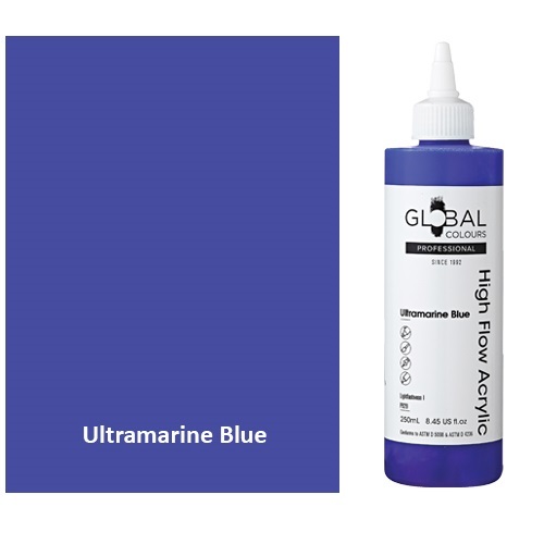 Global High Flow Acrylic Paint 250mL Ultra Marine Blue