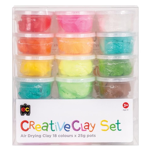 Creative Air Dry Clay Assorted 25g Pack of 18 (EVECC18)