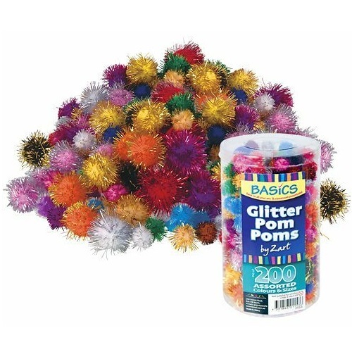 Basics Pom Pom Glitter assorted Pack 200