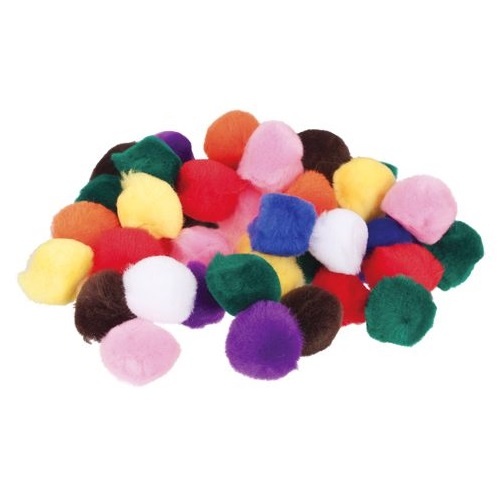 Pom Poms 25mm Assorted Colours Pack 100 