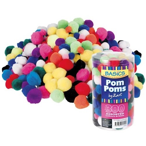 Basics Pom Pom Standard 300pc Assorted Colours & Sizes (PP106) ETA JULY 