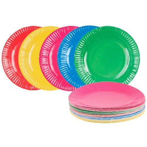 Coloured Paper Plates 23cm Diameter 50pk