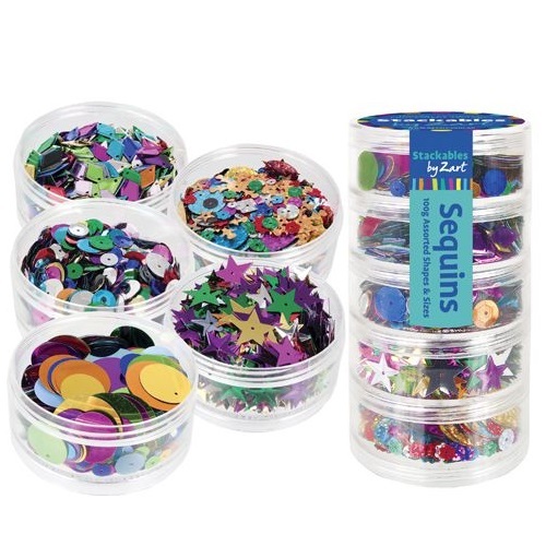 Sequins in a Jar 100g Bulk Assorted Stackable (SM326)