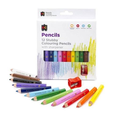 EC Stubby Colouring Pencils with Sharpener 12pc (JUMBOSS)