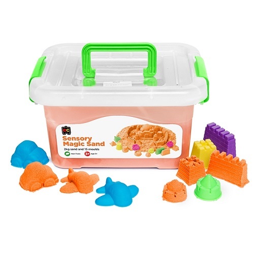 Sensory Magic Sand with Moulds 2kg Tub Orange 