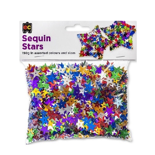 Sequins Stars 105g in assorted colours and sizes (SASSST150)