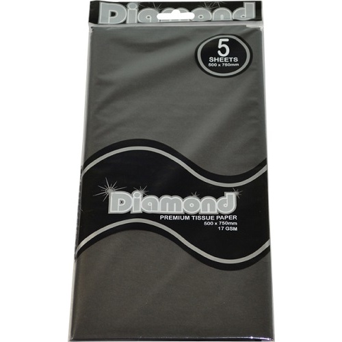 Tissue Paper Diamond Black 500 x 750mm 17gsm 5 Sheets