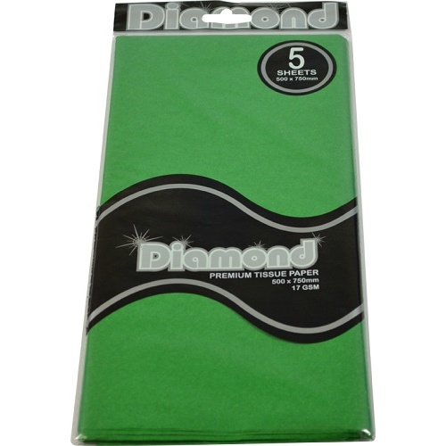 Tissue Paper Diamond Dark Green 500 x 750mm 17gsm 5 Sheets