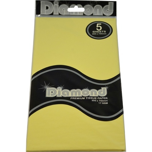 Tissue Paper Diamond Lemon 500 x 750mm 17gsm 5 Sheets