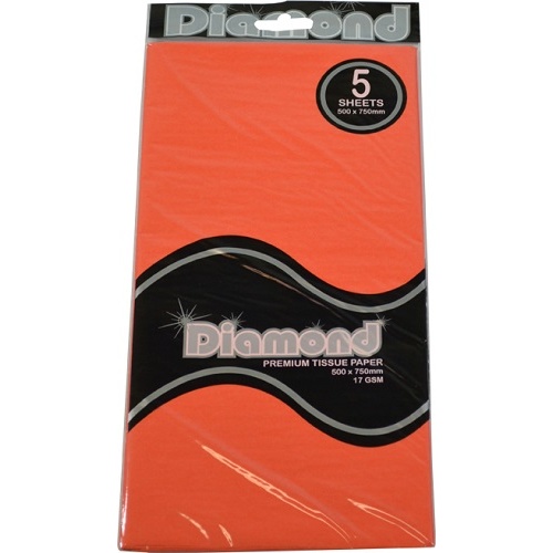 Tissue Paper Diamond Orange 500 x 750mm 17gsm 5 Sheets