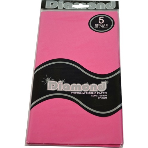 Tissue Paper Diamond Pink 500 x 750mm 17gsm 5 Sheets