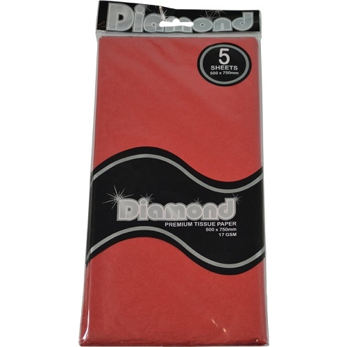 Tissue Paper Diamond Red 500 x 750mm 17gsm 5 Sheets