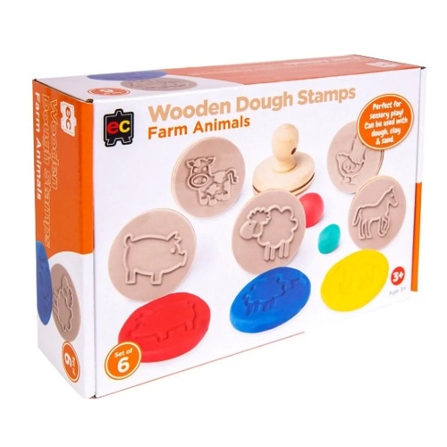 EC Wooden Dough Stamps - Farm Animals Pack of 6