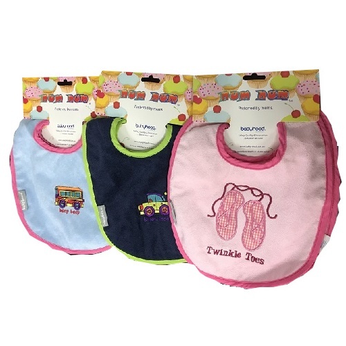Baby Bib Each (Pink, Light Blue or Navy Blue)