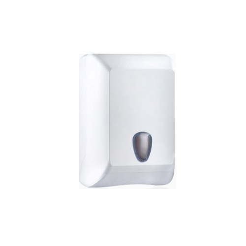 White Mini SlimFold Half Wipe Hand Towel Dispenser with Universal Key (D836)