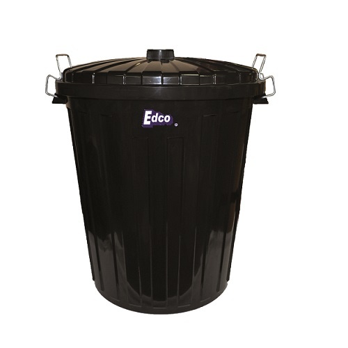 Edco Garbage Bin Plastic With Lid Black 73L