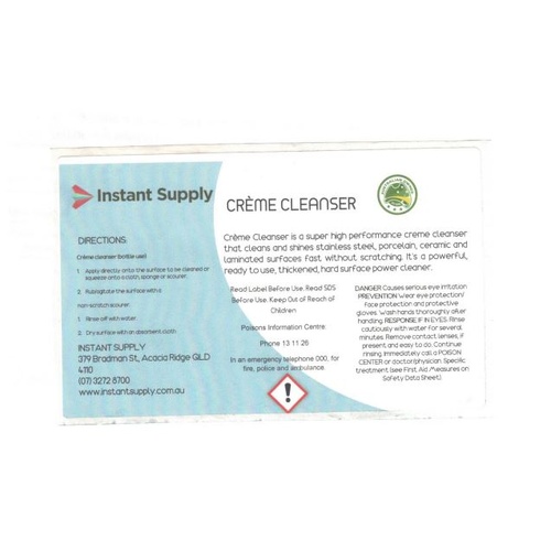 Creme Cleanser Bottle Label (Only)