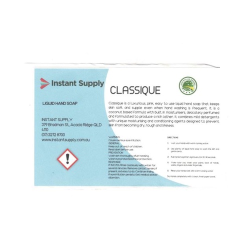 Classique Hand Wash Bottle Label (Label Only)