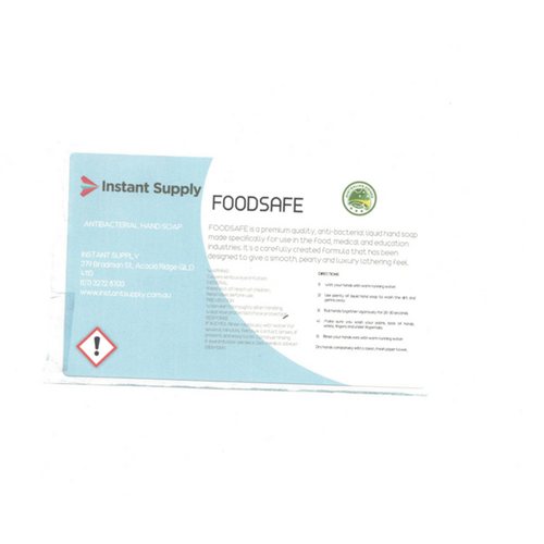 FOOD SAFE Hand Wash Bottle Label (Label Only)