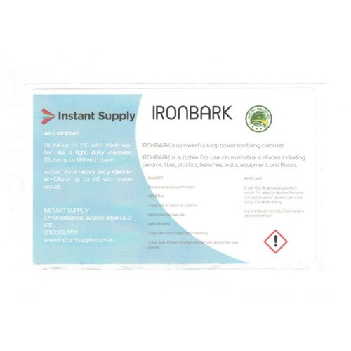 Ironbark Disnfectant Bottle Label (Label Only)