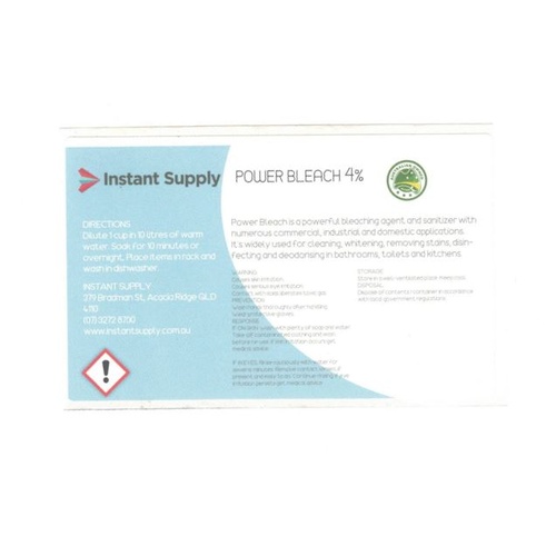 Power Bleach Bottle Label (Label Only)