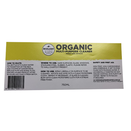 Organic Multi Purpose Cleaner Label (Ecology)