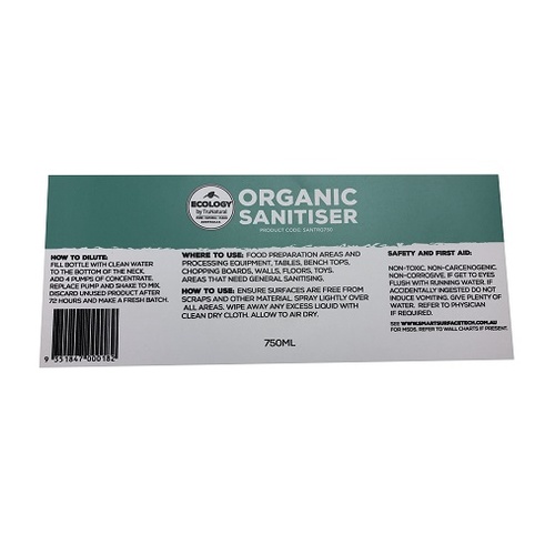 Organic Sanitiser Label (Ecology)