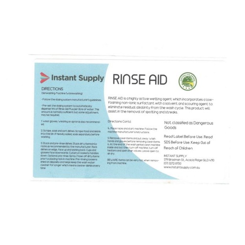 Rinse Aid Bottle Label (Label Only)