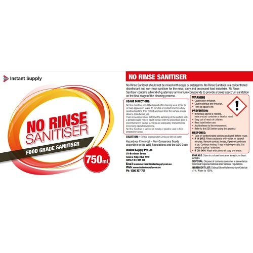 IS 750ml No Rinse Sanitiser Spray Bottle Label Red (52-119)